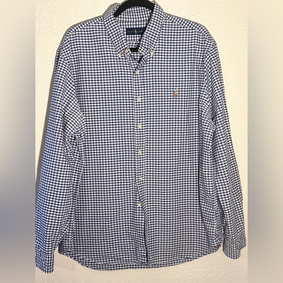 Polo Ralph Lauren Other - Polo Ralph Lauren Blue/White Check Long Sleeve Classic Button Shirt Size XXL
